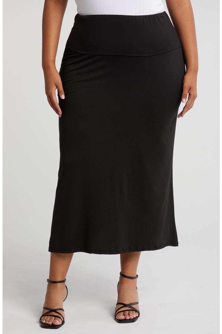 Comfortable Foldover Skirt, Main, color, BLACK