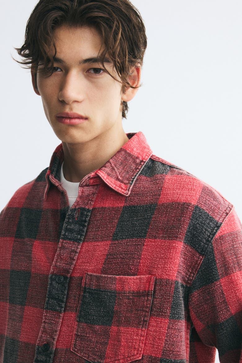 Relaxed-Fit Cotton Shirt, Alternate, color, Red/plaid