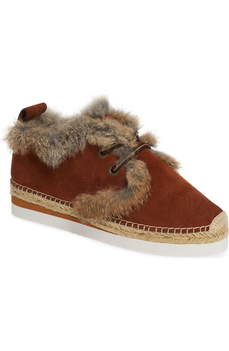 See by Chloé Glyn Genuine Shearling Lace-Up Espadrille, Main, color,