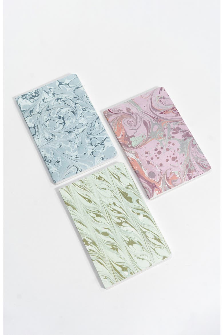 Set of Three Pocket Journals - Decorative Marble, Main, color, Green
