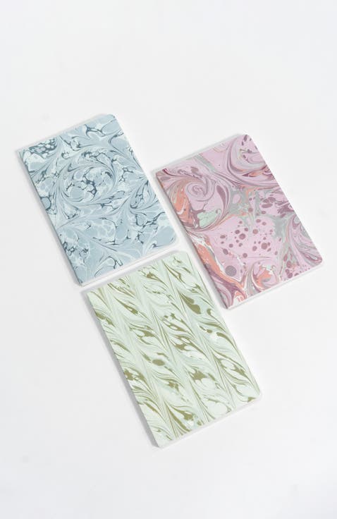 Set of Three Pocket Journals - Decorative Marble