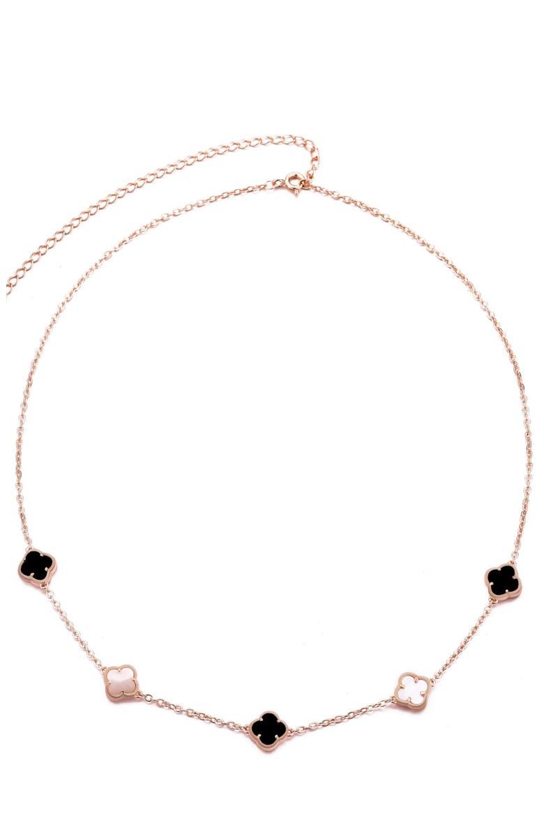 Enamel Clover Station Necklace, Alternate, color, PINK/ WHITE