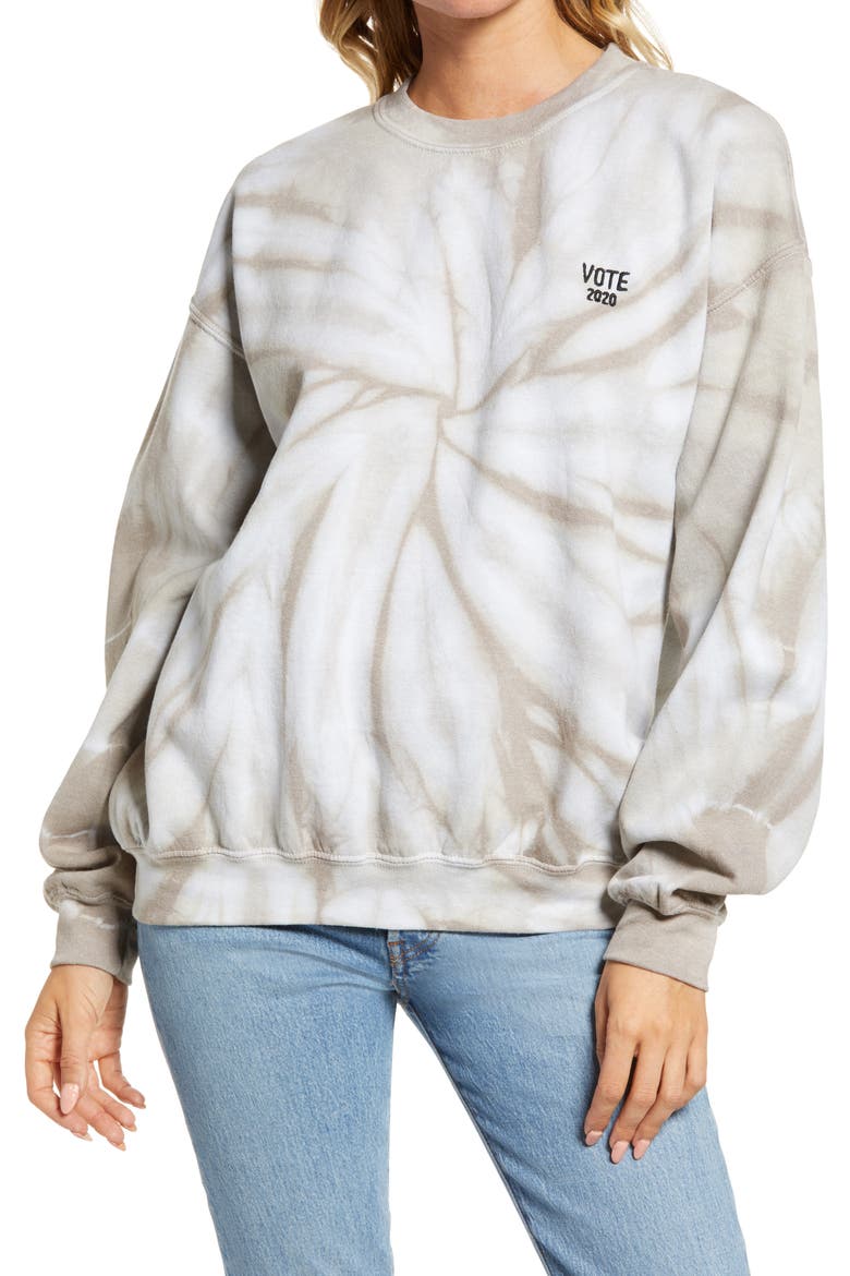 VOTE Collection Tie Dye Sweatshirt, Main, color, GREY TIE DYE