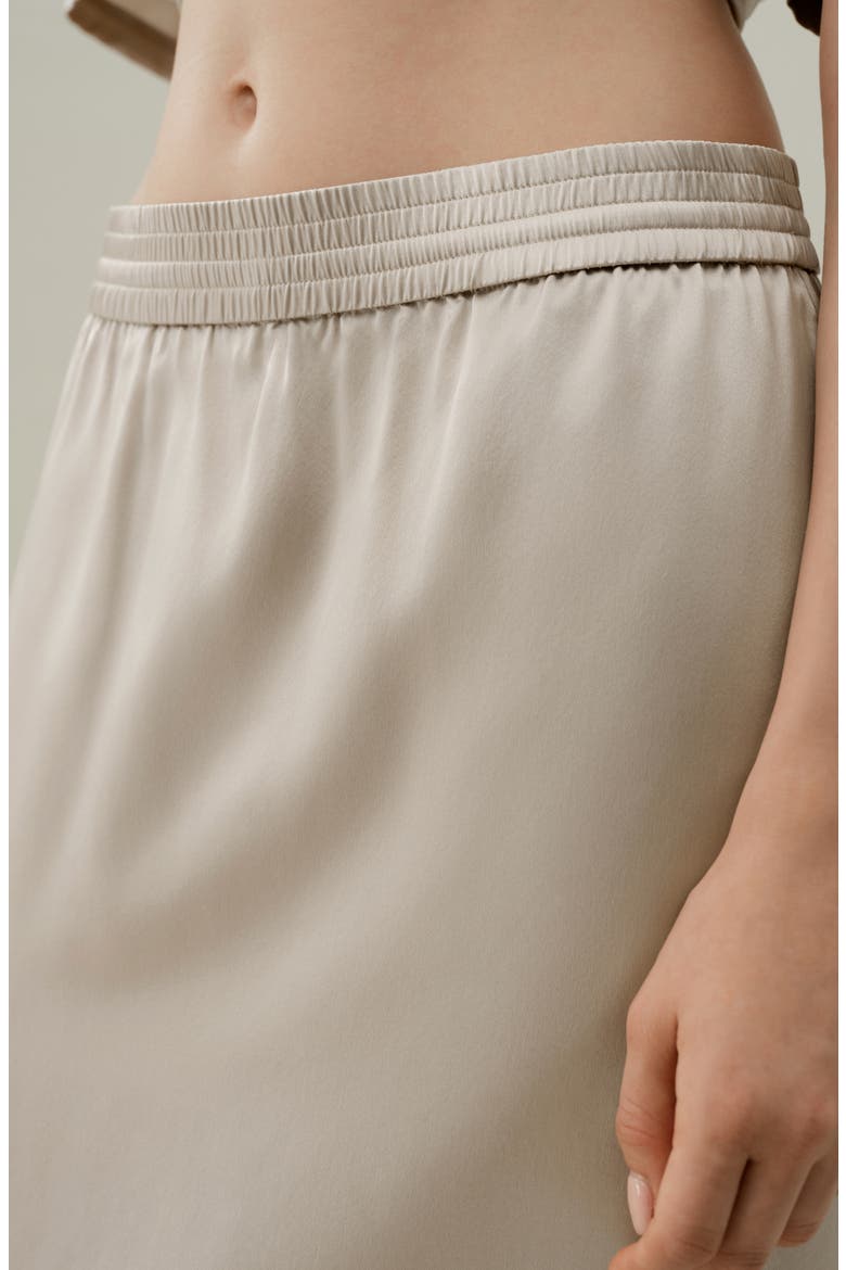 Women's Washable Silk Charmeuse Pull-on Skirt, Alternate, color, Silvergray