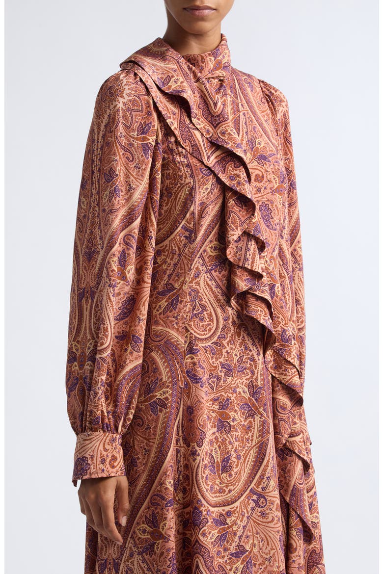 Sabrina Silk Midi Dress, Alternate, color, ROSETTE
