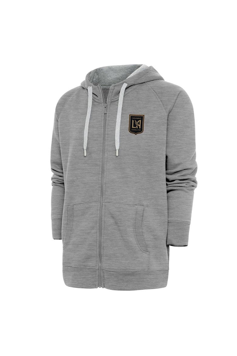 Men's Antigua Heather Gray LAFC Logo Victory Full-Zip Hoodie, Main, color, Heather Gray