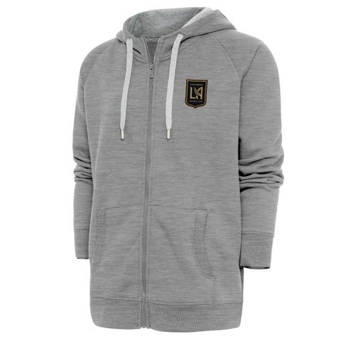 Men's Antigua Heather Gray LAFC Logo Victory Full-Zip Hoodie