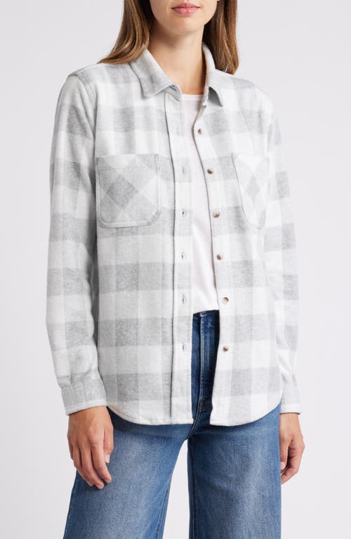 beachlunchlounge Sally Plaid Shacket in Light Grey Cream 