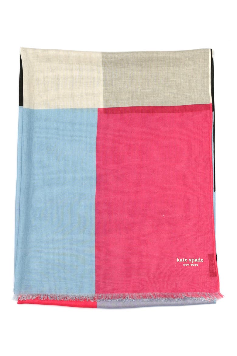 colorblock oblong scarf, Main, color, PINK MULTI