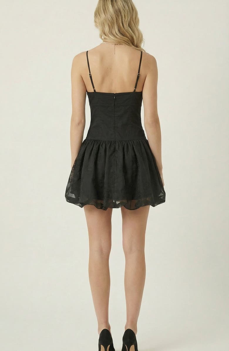 Modenaire Spaghetti Strap Bubble Mini Dress, Alternate, color, Black