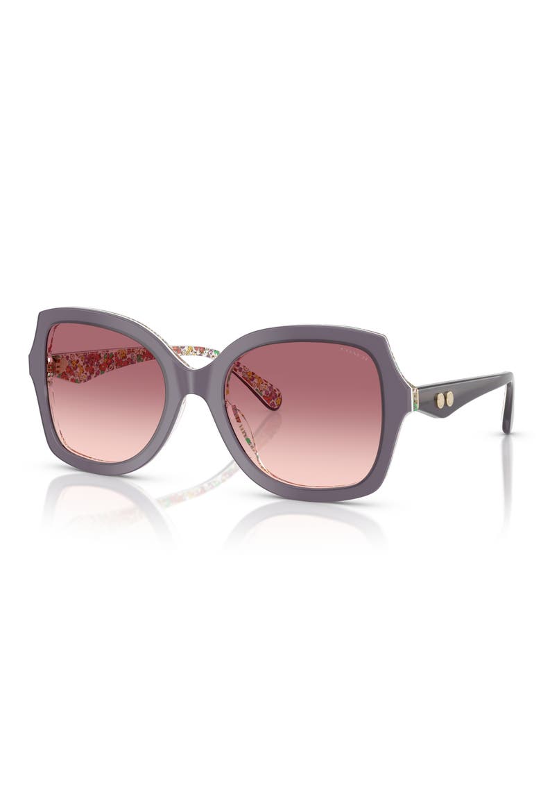 56mm Gradient Butterfly Sunglasses, Alternate, color, VIOLET / FLORAL / PURPLE PINK