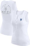 WEAR by Erin Andrews Women's WEAR by Erin Andrews White New York Mets Rib-Knit Henley Tank Top