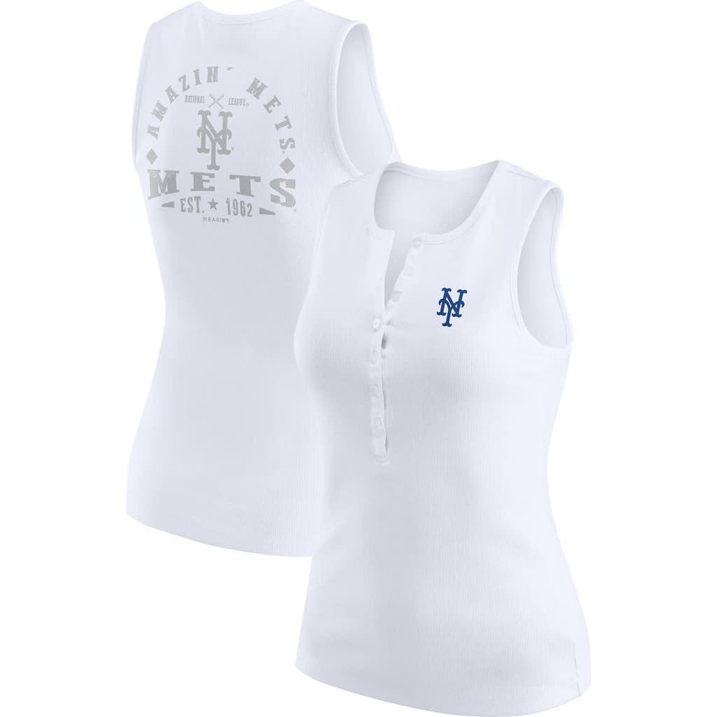 Wear By Erin Andrews White Los Angeles Dodgers Rib-knit Henley Tank Top In White