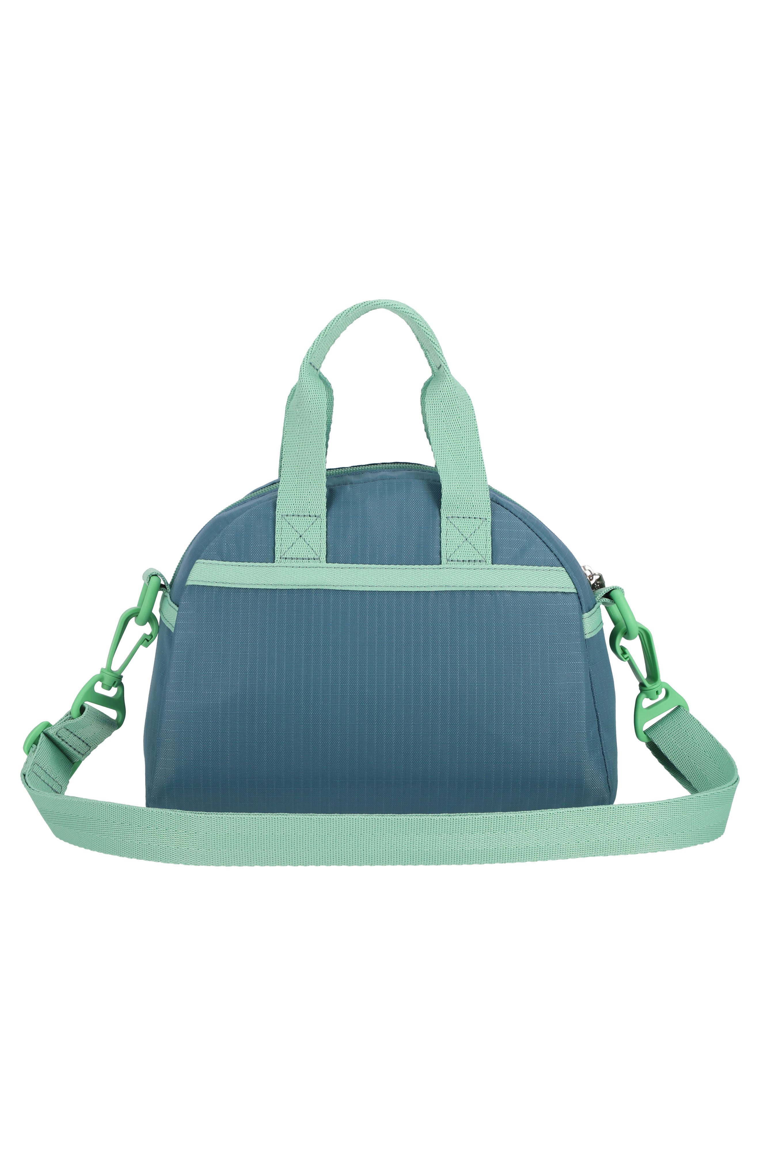 LeSportsac Small Round Water Repellent Satchel, Alternate, color, Blue Indigo/ Mint