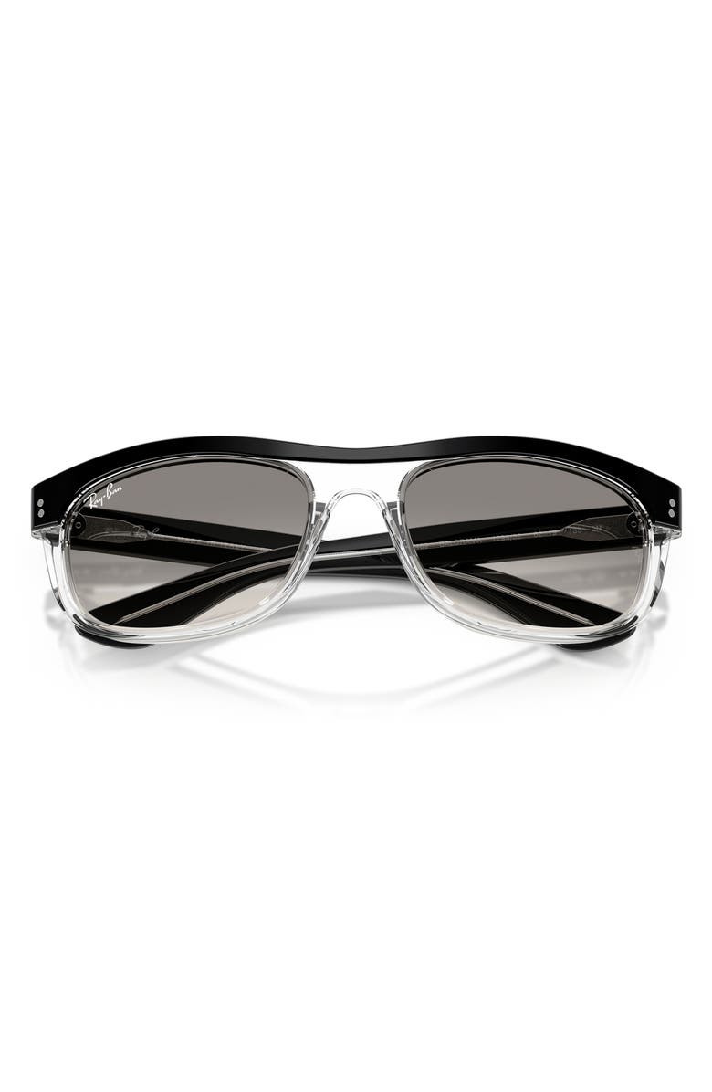 Ray-Ban 62mm Balorama Gradient Rectangle Sunglasses, Alternate, color, Black On Transparent