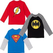 WARNER BROS Justice League 3-Pack Long Sleeve Graphic T-Shirts