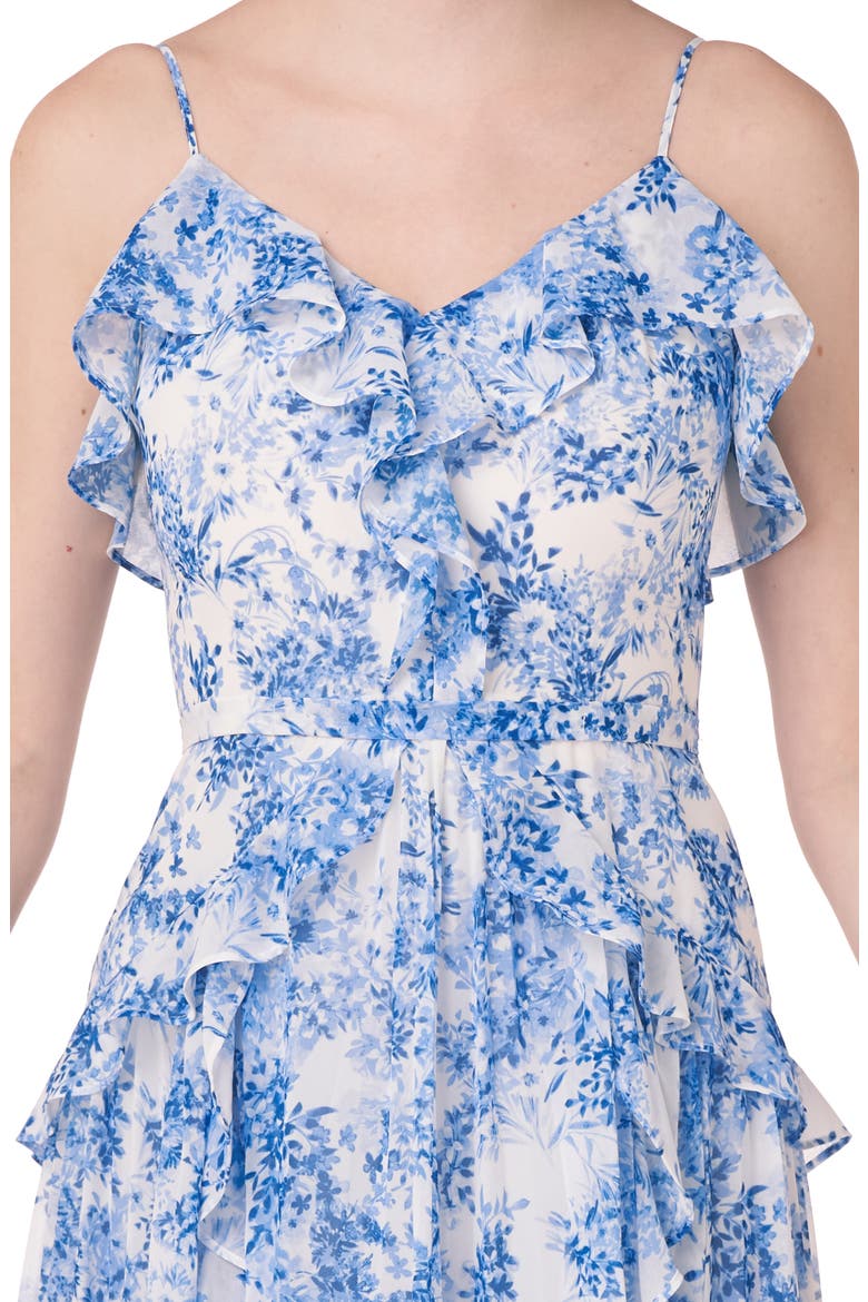 Sleeveless Printed Midi Dress, Alternate, color, BLUE/ WHITE COMBO