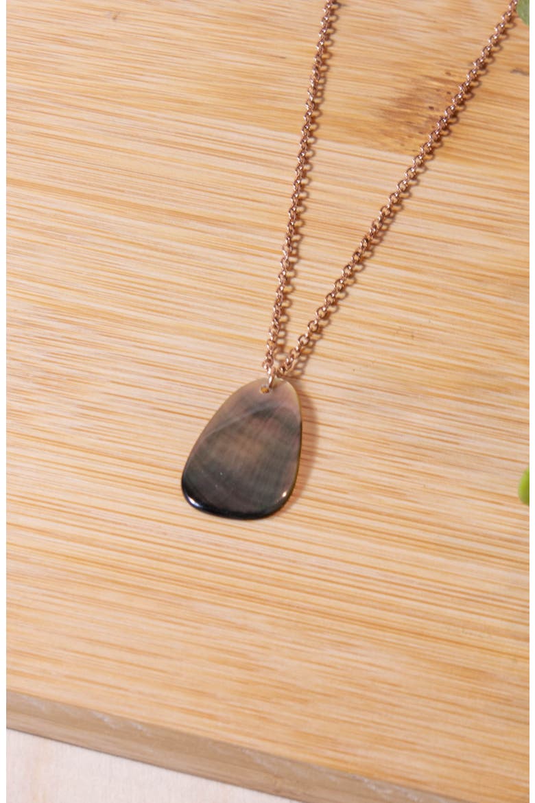 Mother-of-Pearl Trapezoid Pendant Necklace, Alternate, color, Black