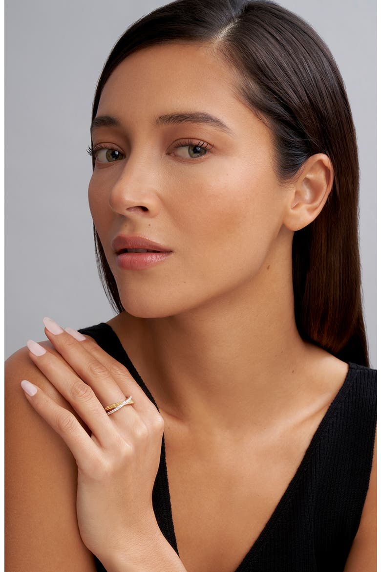 Caviar Luxe Diamond X Band Ring, Alternate, color, GOLD
