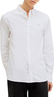 AllSaints Hawthorne Solid Stretch Cotton Button-Up Shirt