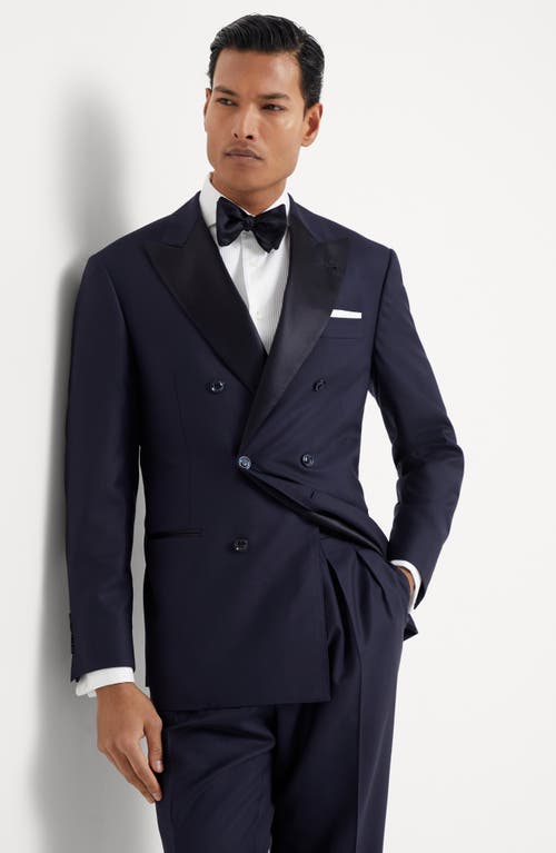 Brunello Cucinelli Tuxedo With One-and-a-half-breasted Jacket In Navy Blue