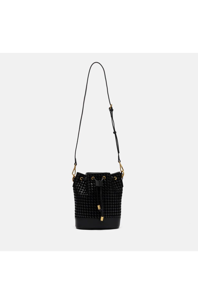 MARC NOLAN Nora Leather Bucket Bag, Alternate, color, Black Woven