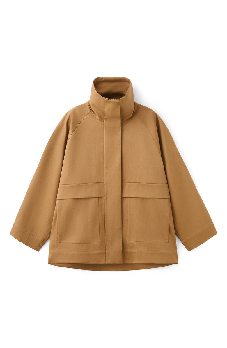 MANGO Oversize Funnel Neck Cotton Jacket, Alternate, color, 