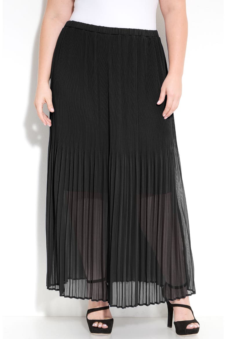 Pleated Chiffon Maxi Skirt, Main, color, BLACK