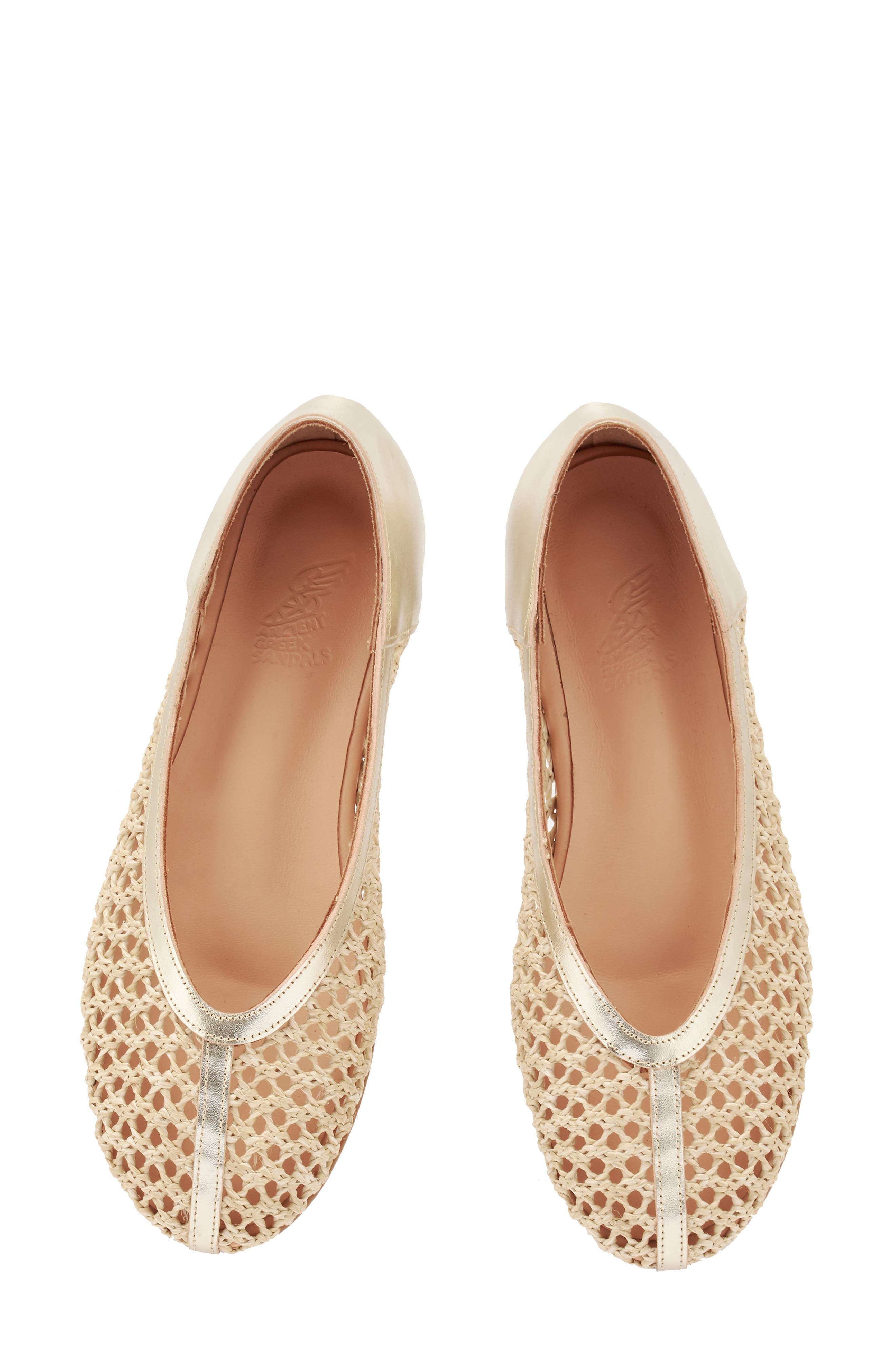 Ancient Greek Sandals Aeropi Raffia Flat, Alternate, color, Platinum/ Natural