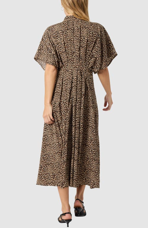 Lush Button Front Pleated Midi Dress In Gold