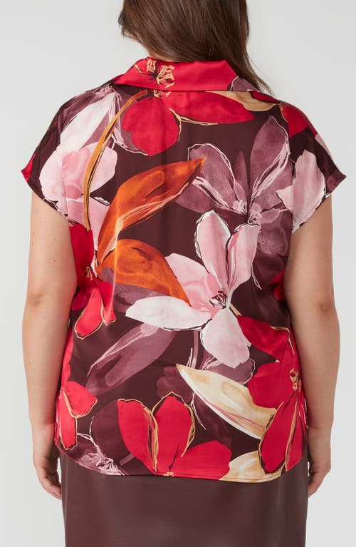 ESTELLE ESTELLE SCARLETT CAP SLEEVE SATIN BUTTON-UP SHIRT 
