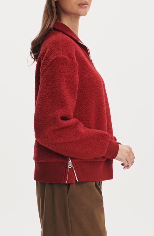 Varley Jaylin High Pile Fleece Half-zip Pullover In Red
