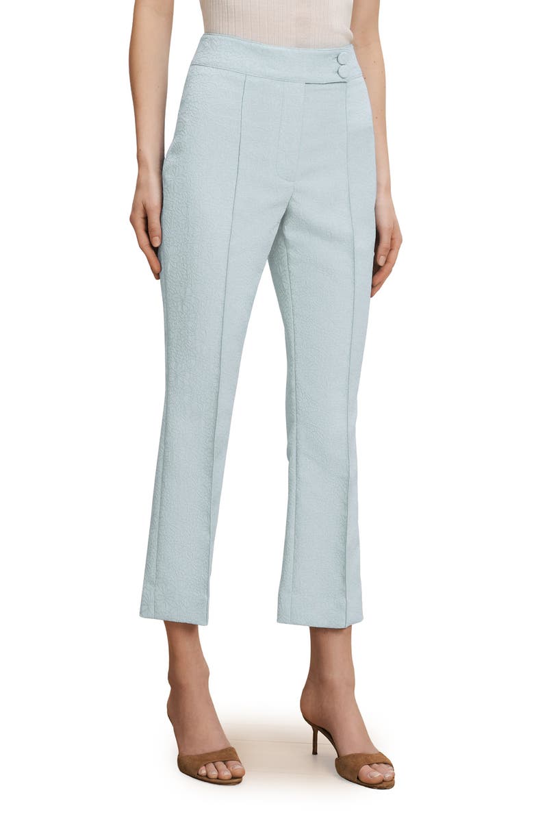 Veronica Beard Dell Pintuck Textured Crop Pants, Main, color, Blue Stream
