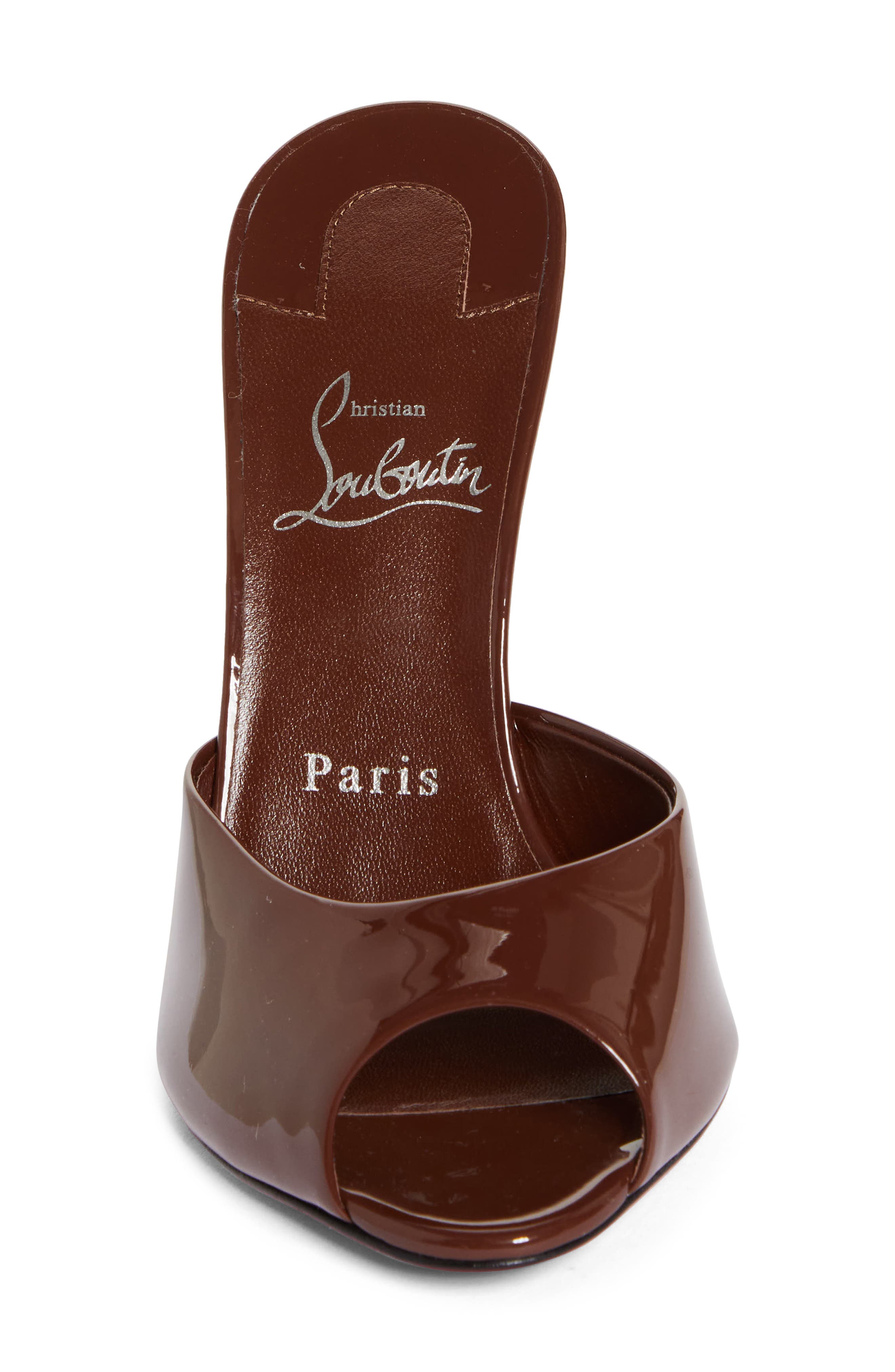 Me Dolly Peep Toe Slide Sandal, Alternate, color, DARK BROWN