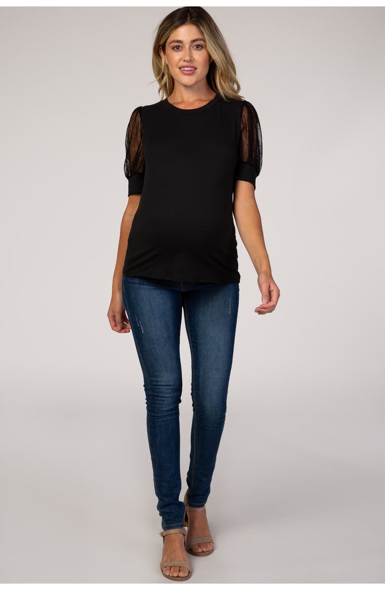 PinkBlush Mesh Sleeve Top, Alternate, color, Black