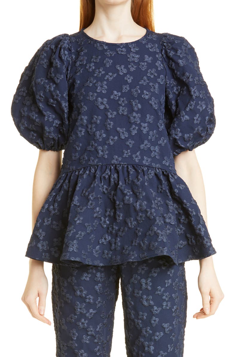 Stine Goya Liw Floral Jacquard Peplum Blouse, Main, color,