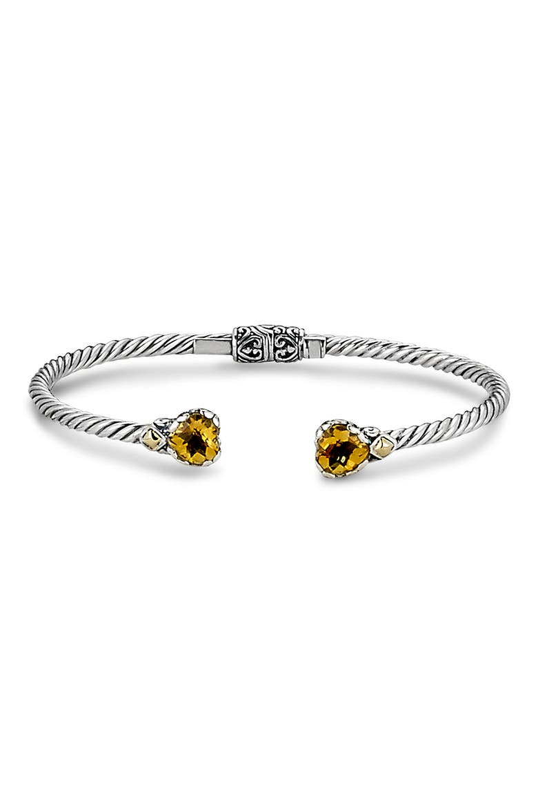 Citrine Heart Sterling Silver Cuff Bracelet, Main, color, YELLOW