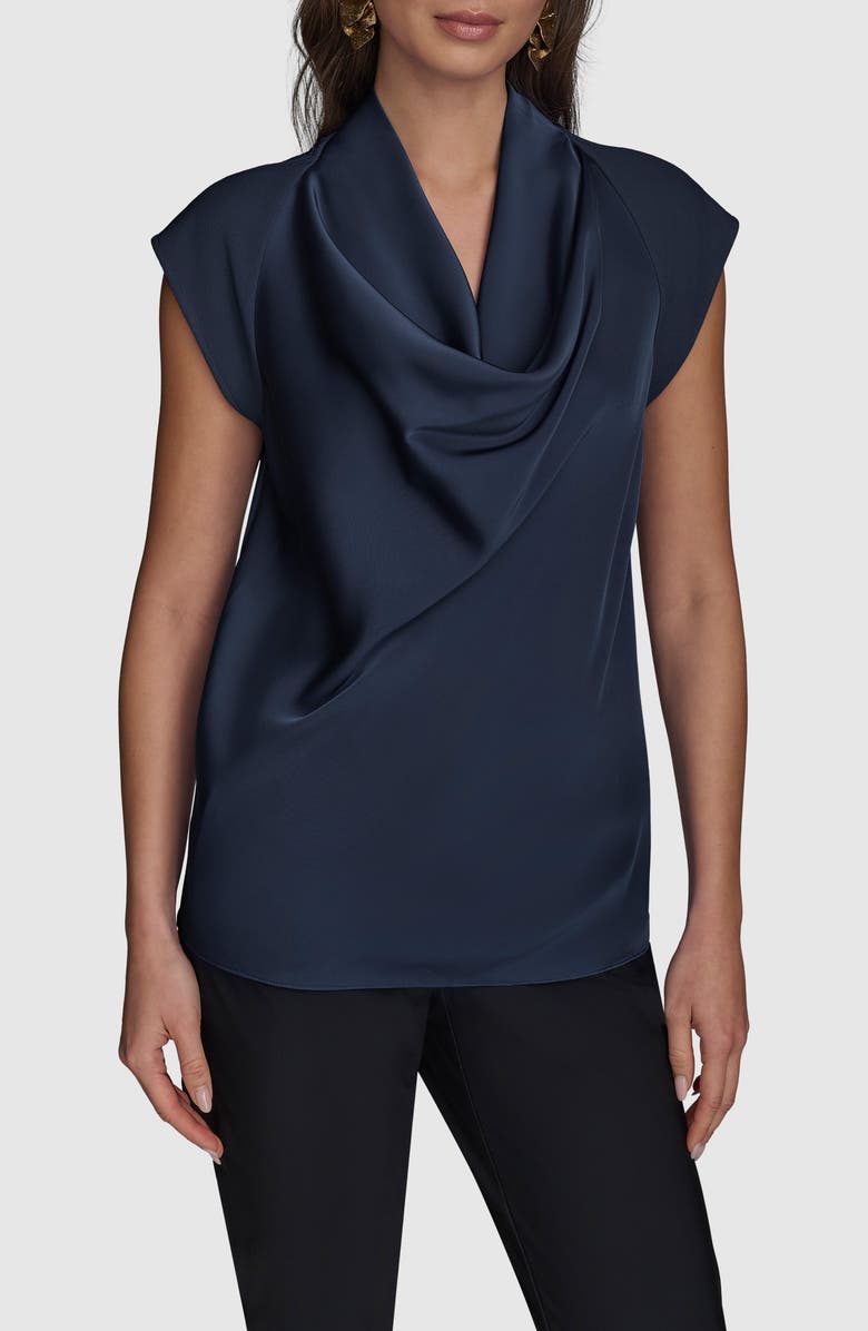 Donna Karan New York Cowl Neck Mixed Media Top, Main, color,
