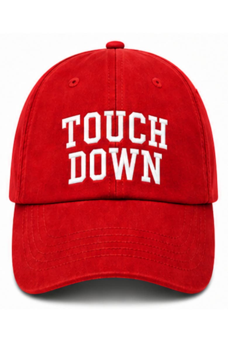 Women's Touch Down Bow Baseball Hat, Main, color, Red