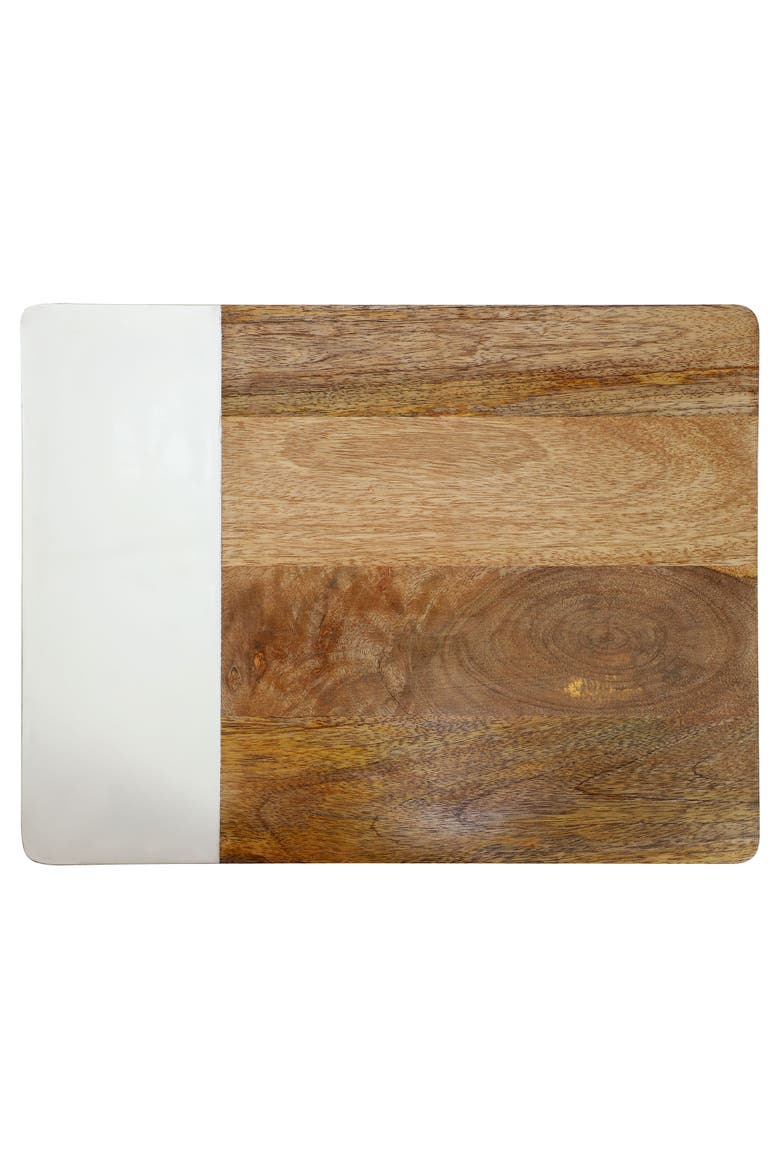 16 Inch Duo Tone Rectangular Wood Serving Platter, Main, color, White