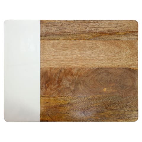 16 Inch Duo Tone Rectangular Wood Serving Platter