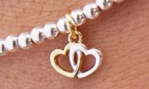 Estella Bartlett Sienna Double Heart Beaded Stretch Bracelet In Multi