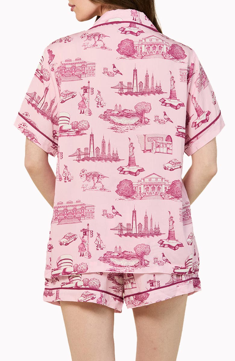Katie Kime New York Toile Short Pajamas, Alternate, color, Pink