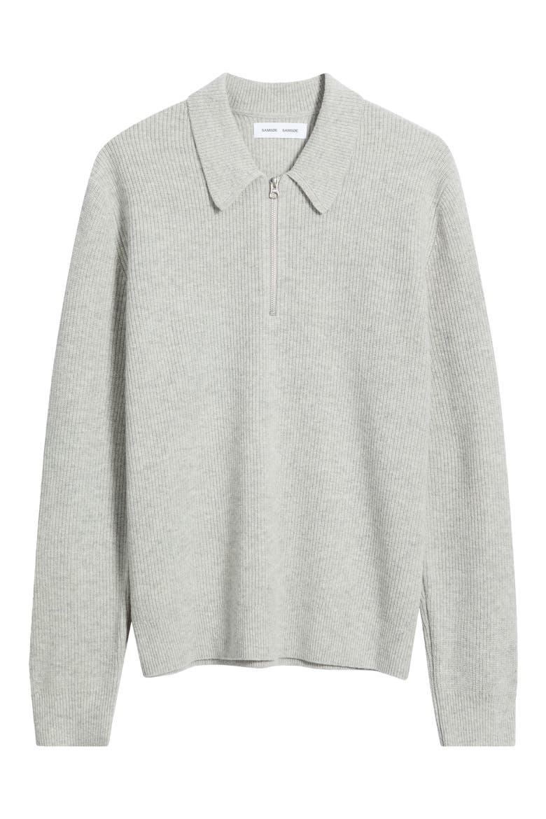Saisaks Wool Half Zip Polo Sweater, Alternate, color, GREY MEL.