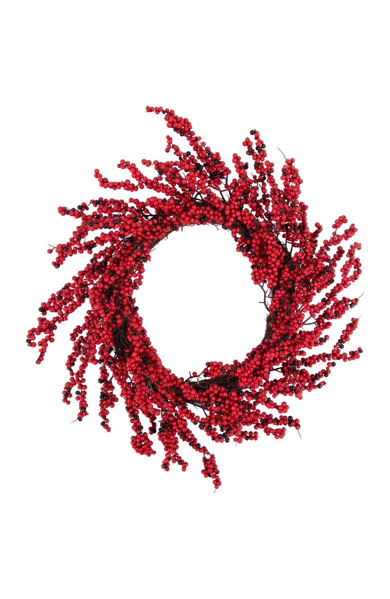 Northlight Red and Burgundy Berry Artificial Christmas Wreath, 22-Inch Unlit, Main, color,