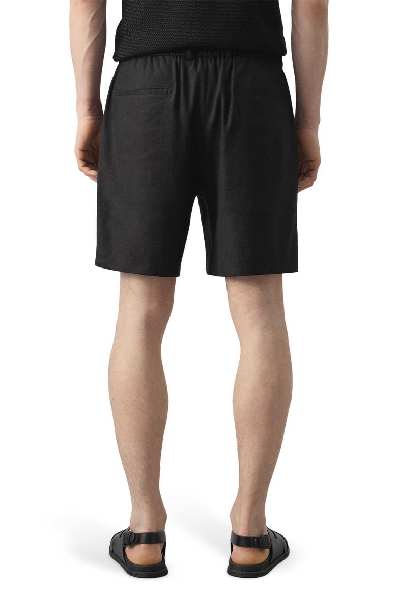 Flat Front Linen Blend Drawstring Bermuda Shorts, Alternate, color, BLACK