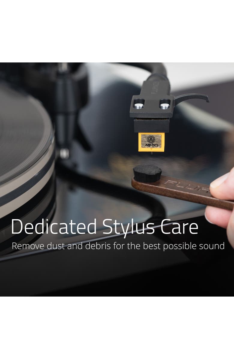 Fluance Vinyl Record Cleaning Kit with Anti-Static, Velvet & Stylus Brushes, Alternate, color, Natural Walnut