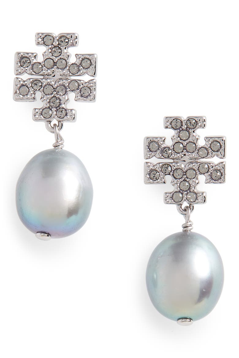 Kira Baroque Pearl Drop Earrings, Main, color, TORY SILVER / PEARL