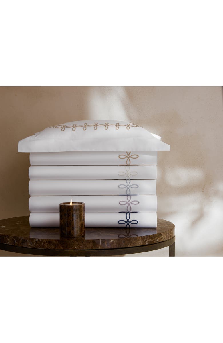 Matouk Gordian Knot 500 Thread Count Cotton Percale Flat Sheet, Alternate, color, Truffle