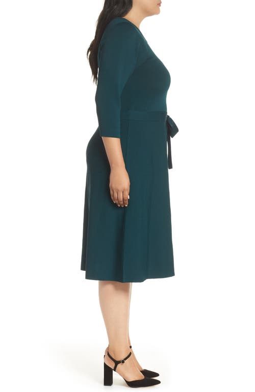 Eliza J Fit & Flare Sweater Dress In Green